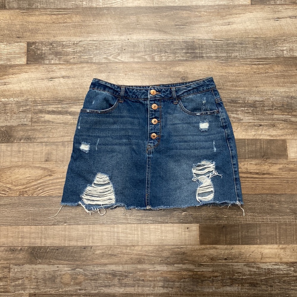 Forever 21 • distressed denim mini skirt
